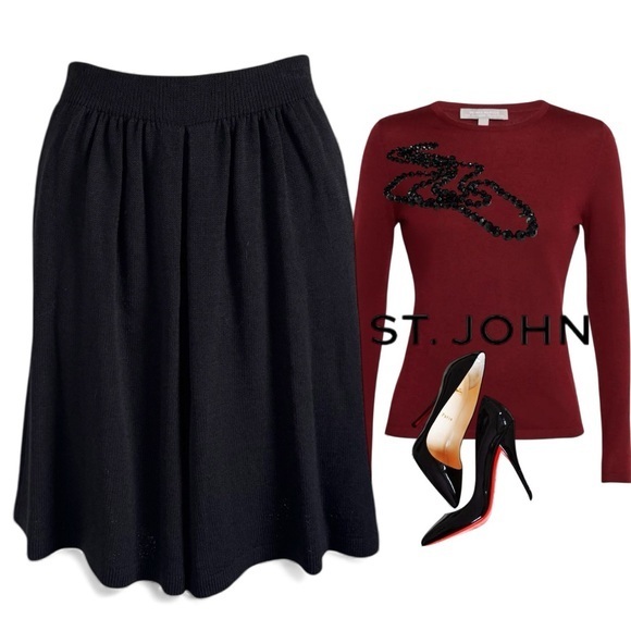 St. John Pants - ST JOHN SANTANA KNIT FULL CULOTTE SHORTS SKIRT SZ 10